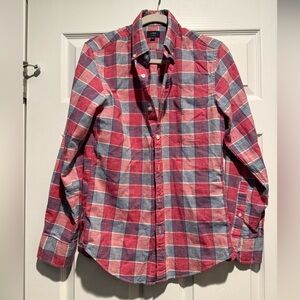 J. Crew Men's Red and Blue Checkered Shirt